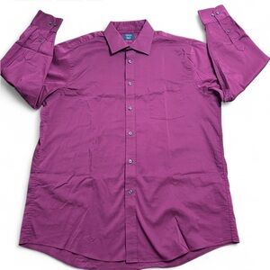 ARROW Burgundy Classic Collar Dress Long Sleeves Shirt, Regular Fit Stretch.L.